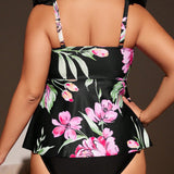 Swim Lushore Conjunto De Traje De Bano Separado De Talla Grande Con Estampado Floral