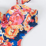 Swim Traje De Bano Estampado Con Detalles De Hueco Y Volantes De Flores Para Carnaval