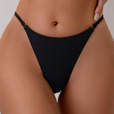 Swim Basics Bottom del bikini con corte alto y detalle de enlace circular para mujeres de playa de verano en Carnaval