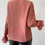 Prive Blusa Con Mangas Farol Y Cuello Anudado Con Cuentas