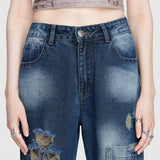 ROMWE Street Life Jeans Desgastados Irregulares Estilo Callejero Para Mujer Con Correa Desmontable