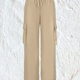 EZwear Pantalones Cargo Con Cordon En La Cintura