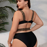 Swim Curve Conjunto De Bikini De Talla Grande Con Patron De Estampado De Leopardo