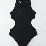 Swim Traje De Bano De Una Pieza Con Huecos, Color Solido