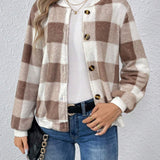 Frenchy Chaqueta Polar A Cuadros Para Mujer