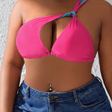 Swim Curve Parte Superior Del Bikini En Talla Grande Para Mujer Con Corte En Un Hombro