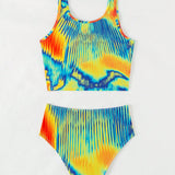 Swim Vcay Tankini con estilo de chaleco impreso termosensible para mujeres