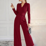 Prive Women'S Pleated Waist Belt Jumpsuit