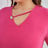 BIZwear Camiseta De Talla Grande Para Mujer, Ajustada Y Con Cuello Irregular