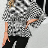 Camisa De Mujer Con Dobladillo De Volantes De Gingham