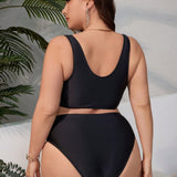 Swim Curve Conjunto De Traje De Bano De Color Solido De Talla Grande