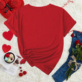 Camiseta holgada de manga corta con cuello redondo para mujer con estampado de eslogan de corazon para el Dia de San Valentin, adecuada para el verano