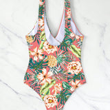 Swim Traje De Bano De Una Pieza Envolvente Con Estampado Tropical