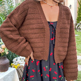 WYWH Cardigan De Manga Larga Con Hombros Caidos Para Mujer