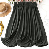 LUNE Plus Size Women'S Elastic Waist Button Detail Skirt