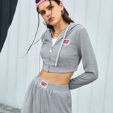 Sport Streetz Conjunto De Ropa Deportiva Para Mujer Compuesto Por Una Sudadera Corta Con Capucha Y Cordon Y Pantalones De Chandal Para La Primavera Y El Verano