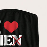 EZwear CamiConjuntoa de tirantes para mujer slim-fit con eslogan impreso en forma de corazon para el dia de San Valentin, ideal para el verano, que dice 'amo a los hombres'