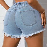 SXY Pantalones Cortos De Mezclilla Para Mujer De Talla Grande Con Desgaste Y Lazo