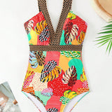 Swim Vcay Traje De Bano De Una Pieza Con Estampado Tropical