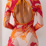 Swim Vestido Tipo Pareo De Malla Con Efecto Tie-dye Para Mujer Carnaval