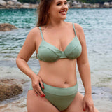 Swim Curve Plus Size Women'S Solid Color Swimsuit Set