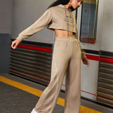 Street Sport Conjunto De Sudadera Con Capucha Y Pantalones Deportivos De Mujer Con Estampado De Letras