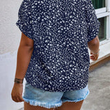 Blusa De Manga Murcielago Con Estampado Floral Para Mujer De a Grande