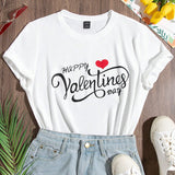Camiseta Con Estampado De Letras Del Dia De San Valentin Para Mujer