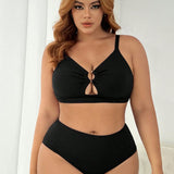 Swim Curve Juego De Traje De Bano Hueco De Talla Grande Para Mujeres Con Diseno De Anillo Para Bodas