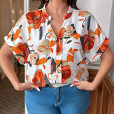 Clasi Camisa Con Cuello De Muesca Y Estampado Floral De a Grande