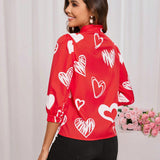 Clasi Camisa Roja De Mujeres Con Corbata De Cuell Oimpresa Con Corazones