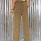 EZwear Jeans De Pierna Recta Con Bolsillos Inclinados