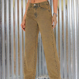 EZwear Jeans De Pierna Recta Con Bolsillos Inclinados