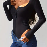 EZwear Body Acanalado Con Cuello Henley