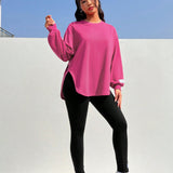 EZwear Conjunto De Sudadera De Manga Larga Y Leggings Con Eslogan Impreso