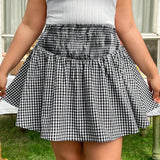 Qutie Plus Size Women's Waist-Shirred Plaid Skirt