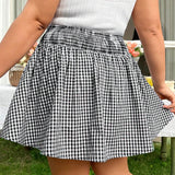 Qutie Plus Size Women's Waist-Shirred Plaid Skirt