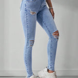 EZwear Jeans Ajustados Y Rasgados Para Mujer