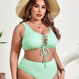 Swim Curve Conjunto De Traje De Bano De Tirantes Para Mujeres De Talla Grande, Festival De Musica