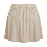 Prive Plus Size Solid Color Button Front Skirt
