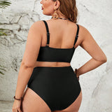 Swim Curve Conjunto De Trajes De Bano Para Mujeres De Talla Grande Con Detalles Redondos Y Diseno Fruncido Para Bodas