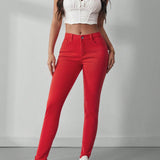 Essnce Pantalones Jeans De Cintura Media Ajustados Para Mujer