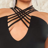 Body De Cuello Halter Superpuesto Para Mujeres De a Grande