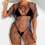 Swim Vestido Transparente Con Malla Y Mariposas Para Mujer