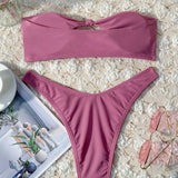 Swim Mod Conjunto de bikini separado acolchado sin alambre para mujer con diseno strapless para playa en verano o vestimenta de bodas