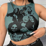 Camiseta Sin Mangas Estampada Para Ninas De a Grande