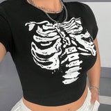 Camiseta De Calavera Para Mujer a Grande