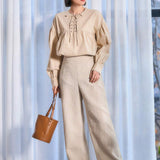 FRIFUL Pantalones De Textura Suelta Para Mujer