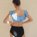 DAZY Top de corte corto con volantes para Mujer y Tankini triangular inferior