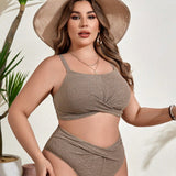 Swim Curve Conjunto De Traje De Bano Con Dobladillo Cruzado Para Mujer Talla Grande Wedding